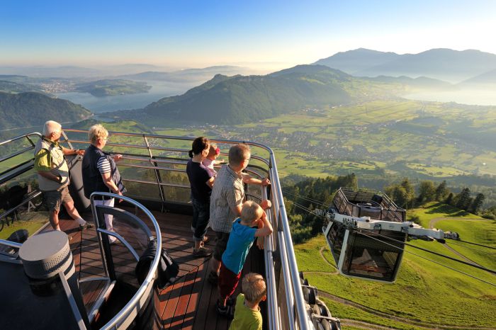 Panoramic view of the Stanserhorn on the Cabrio train ride